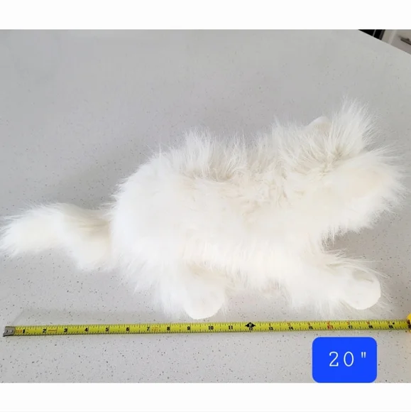 Dakin Lou Rankin FRIENDS White Plush Cat Toy, Long Haired - Picture 4 of 10